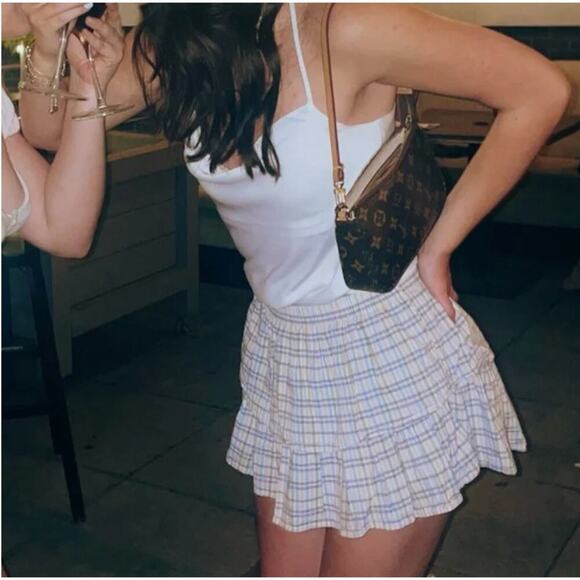 aerie Dresses & Skirts - NEW AERIE PLAID ROCK N RUFFLE PRINTED MINI SKIRT SZ M